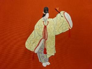 アンティーク　塩瀬能模様刺繍名古屋帯